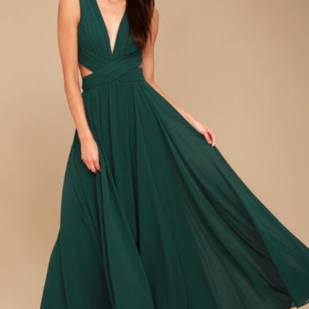 Lulu's Vivid Imagination Forest Green Maxi Dress